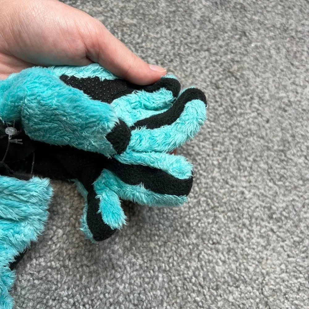 The North Face youth girls Fleece Gloves‎ Teal Black Size M denali thermal